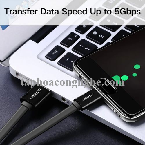 Ugreen 10696 0.5M màu đen Cáp USB TypeC sang USB 3.0 cáp dẹt US172 30010696